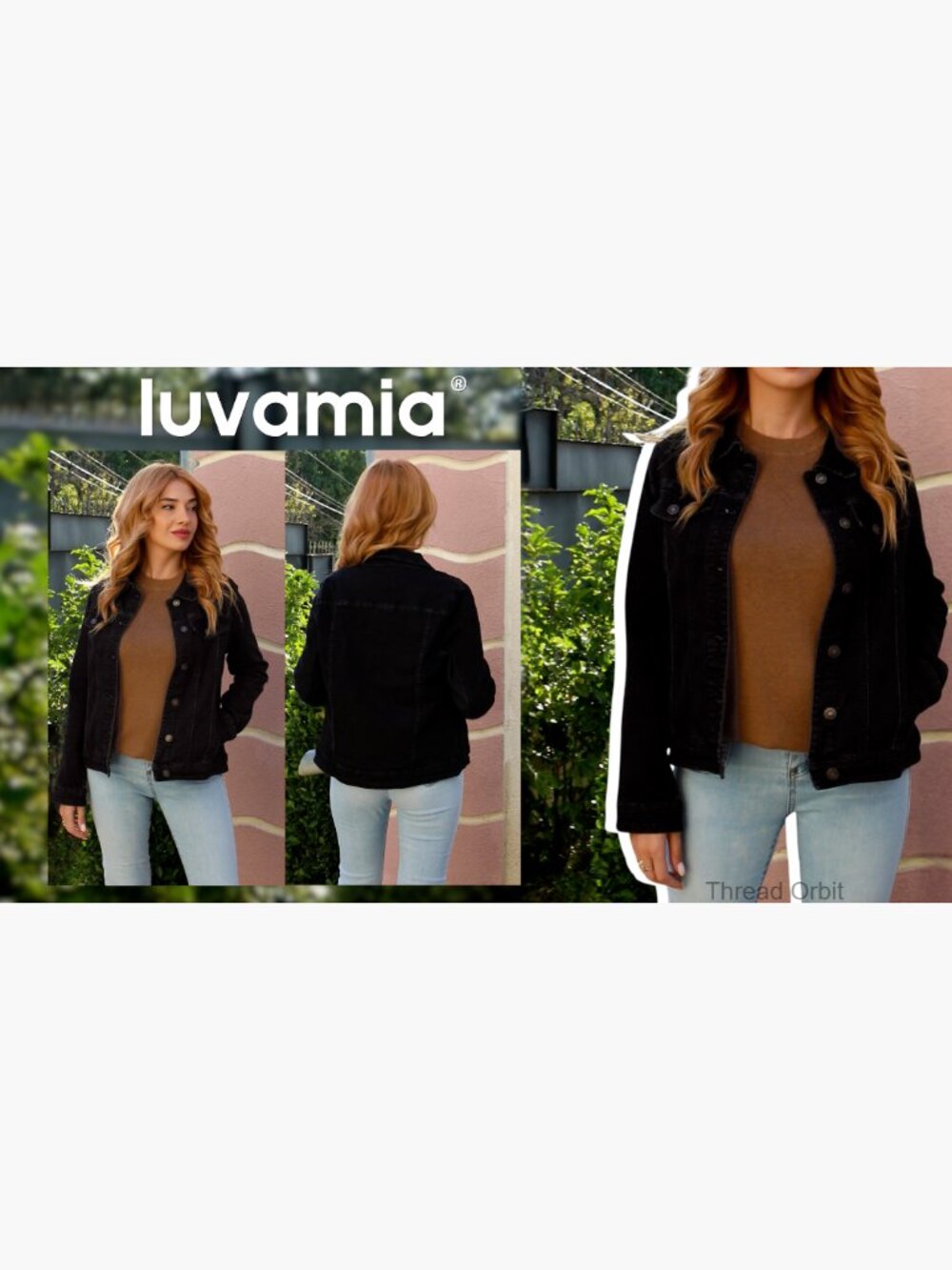 Button Down Stretch Fitted Long Sleeve Denim Jean Jacket - Picture 7 of 7